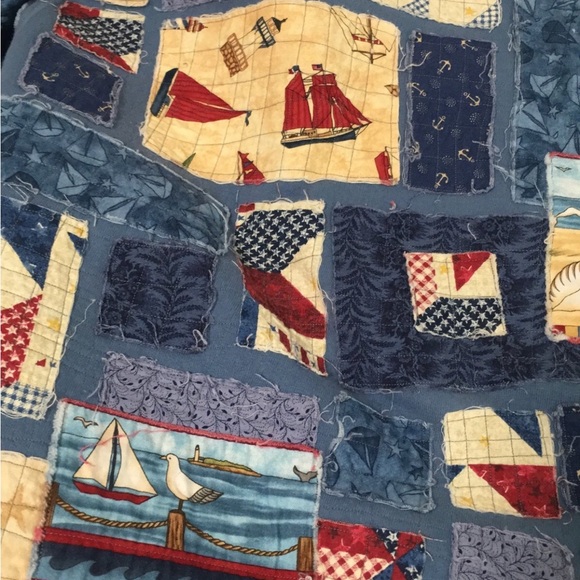 Quilted Patchwork Jacket Size 1X Boxy Oversized Coastal Nautical Country Artsy - Picture 10 of 13